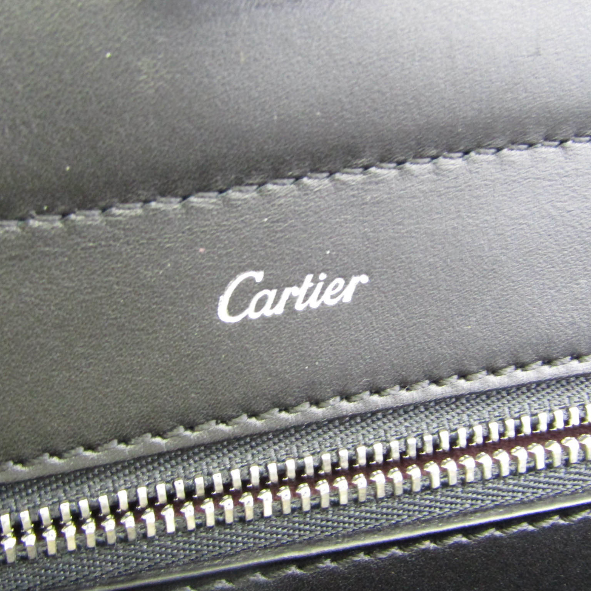 カルティエ(Cartier) ジャンヌトゥーサン レディース レザー ハンドバッグ,ショルダーバッグ ブラック