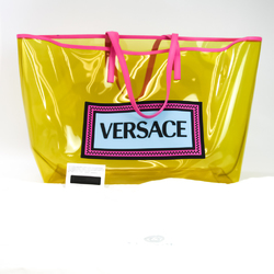 ヴェルサーチェ(Versace) DBFG908 レディース ビニール,レザー トートバッグ ピンク,イエロー