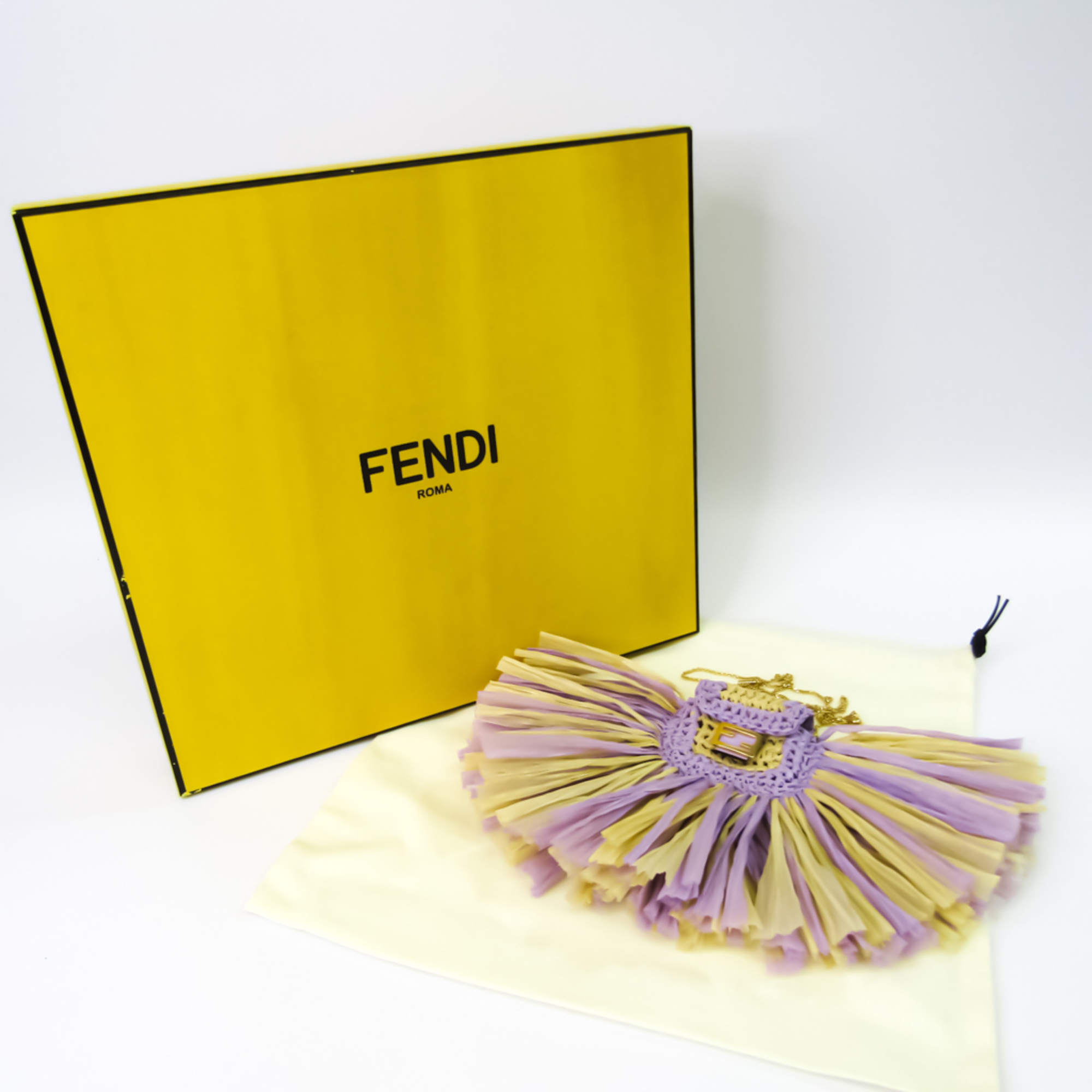 フェンディ(Fendi) ピコ バゲット チャーム airpods pro ベージュ,パープル ネックストラップ キャンバス,メタル
