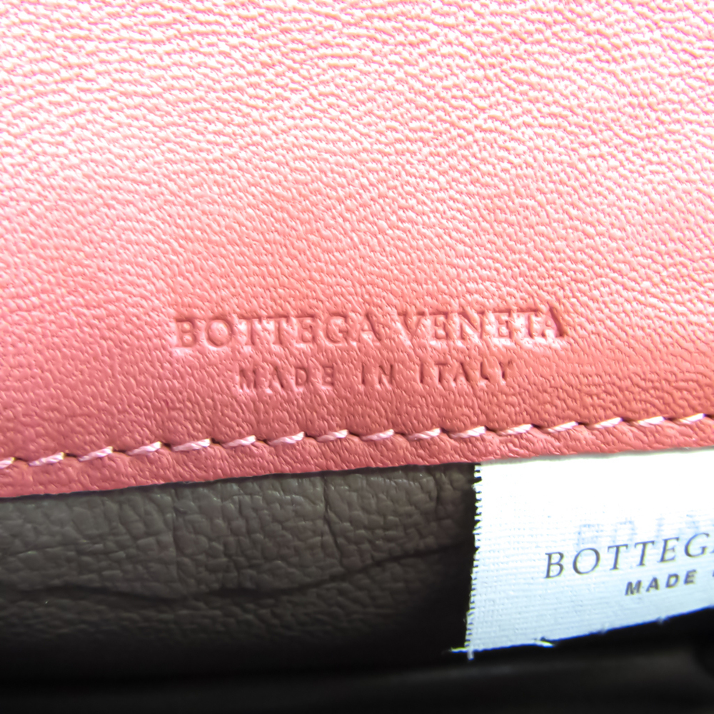ボッテガ・ヴェネタ(Bottega Veneta) イントレチャート ウォータースネイク レザー カードケース ピンク