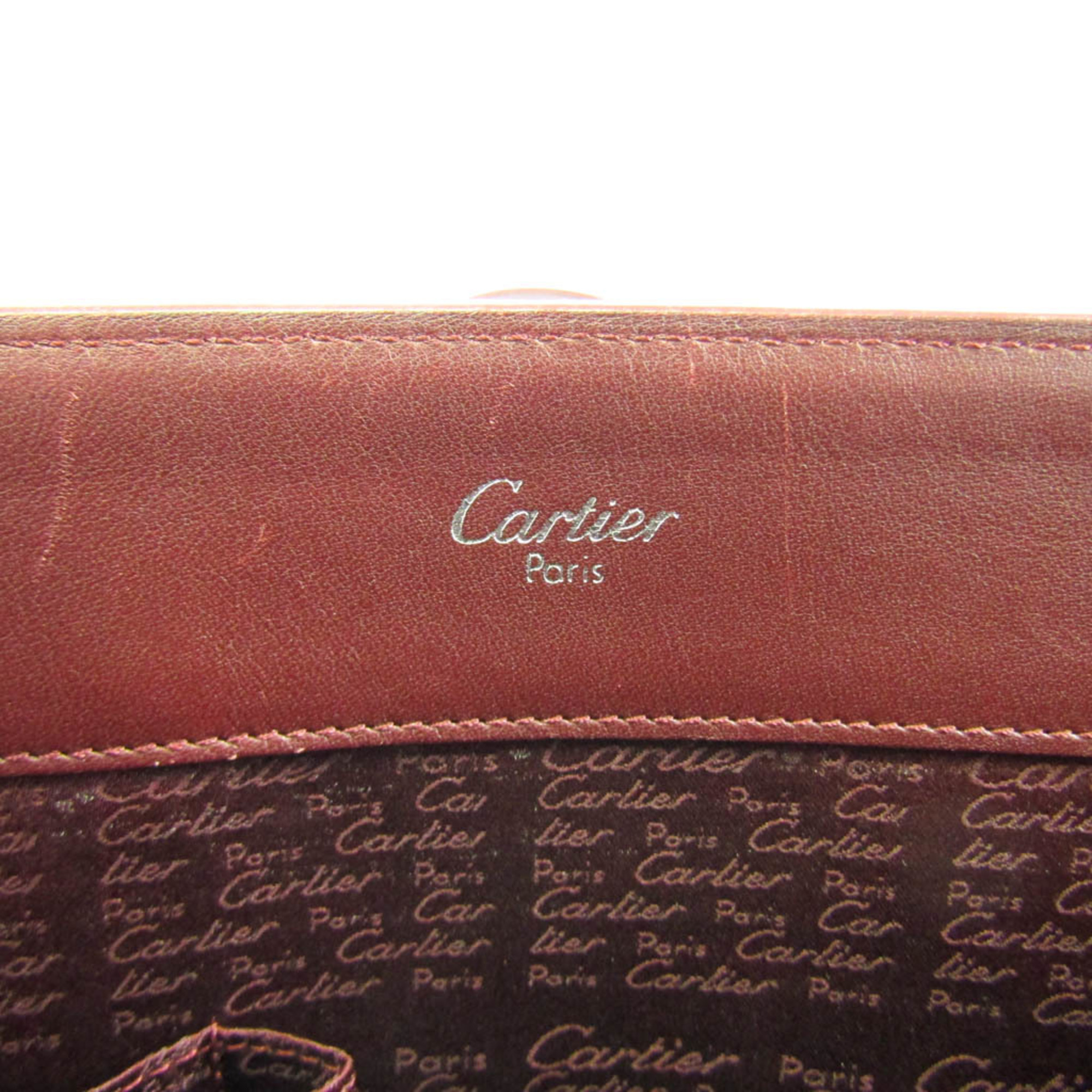 カルティエ(Cartier) カボション レディース レザー トートバッグ ボルドー