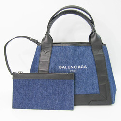 バレンシアガ(Balenciaga) ネイビーカバ S 339933 メンズ,レディース デニム,レザー ハンドバッグ ブラック,ブルー