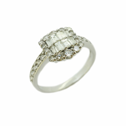 ダイヤモンド 1.0ct メレダイヤ スクエア デザイン Pt900 プラチナ リング 指輪
