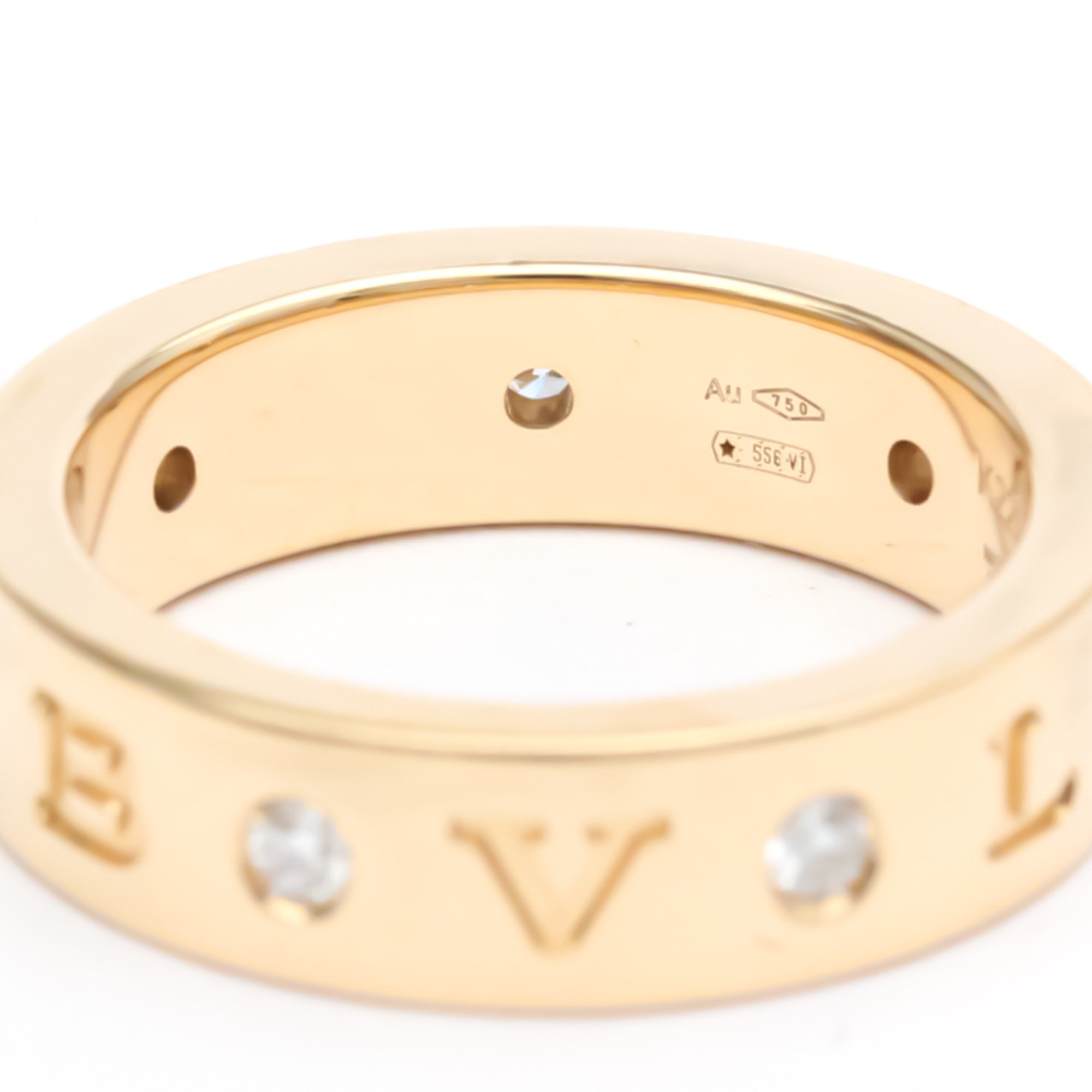 ブルガリ (BVLGARI) ダブルロゴ ローマンソルベ リング ダイヤモンド #51 11号 K18 ピンクゴールド 指輪 (磨き仕上げ済み)【中古】