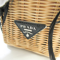 プラダ(Prada) MIDOLLINO PIUME 1BG835 レディース レザー,バンブー ハンドバッグ,ショルダーバッグ ベージュ,ブラウン