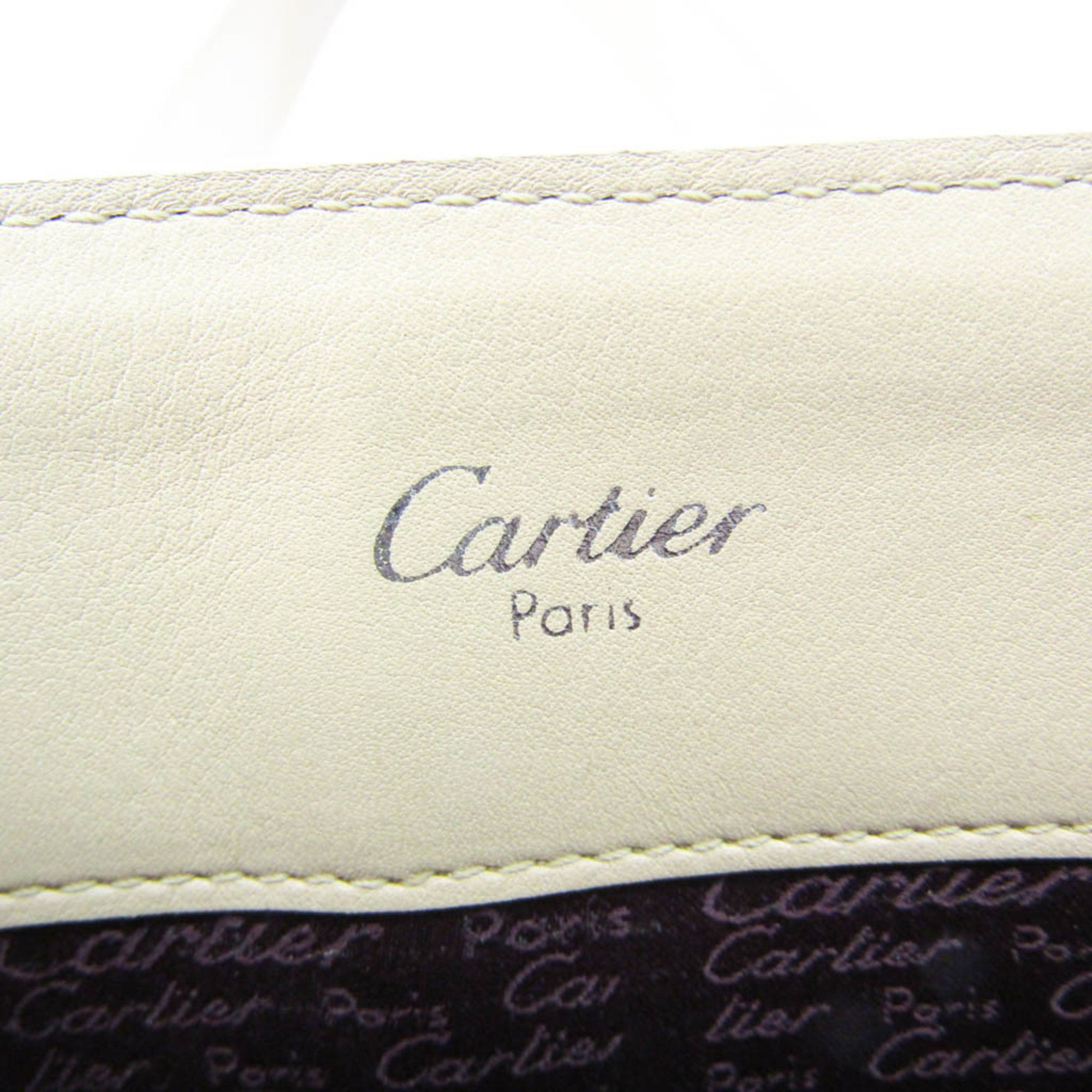 カルティエ(Cartier) カボション レディース レザー トートバッグ ライトベージュ