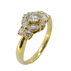 ダイヤモンド 0.35ct 0.73ct メレダイヤ 花 フラワー デザイン K18YG イエローゴールド リング 指輪