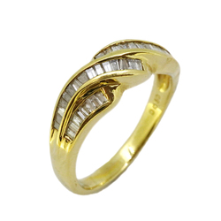 ダイヤモンド 0.5ct メレダイヤ ウェーブ デザイン K18YG イエローゴールド リング 指輪