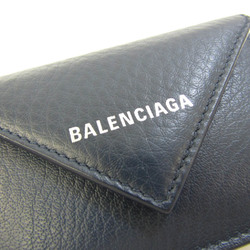 バレンシアガ(Balenciaga) ペーパー ミニウォレット 391446 レディース レザー 財布（三つ折り） ネイビー