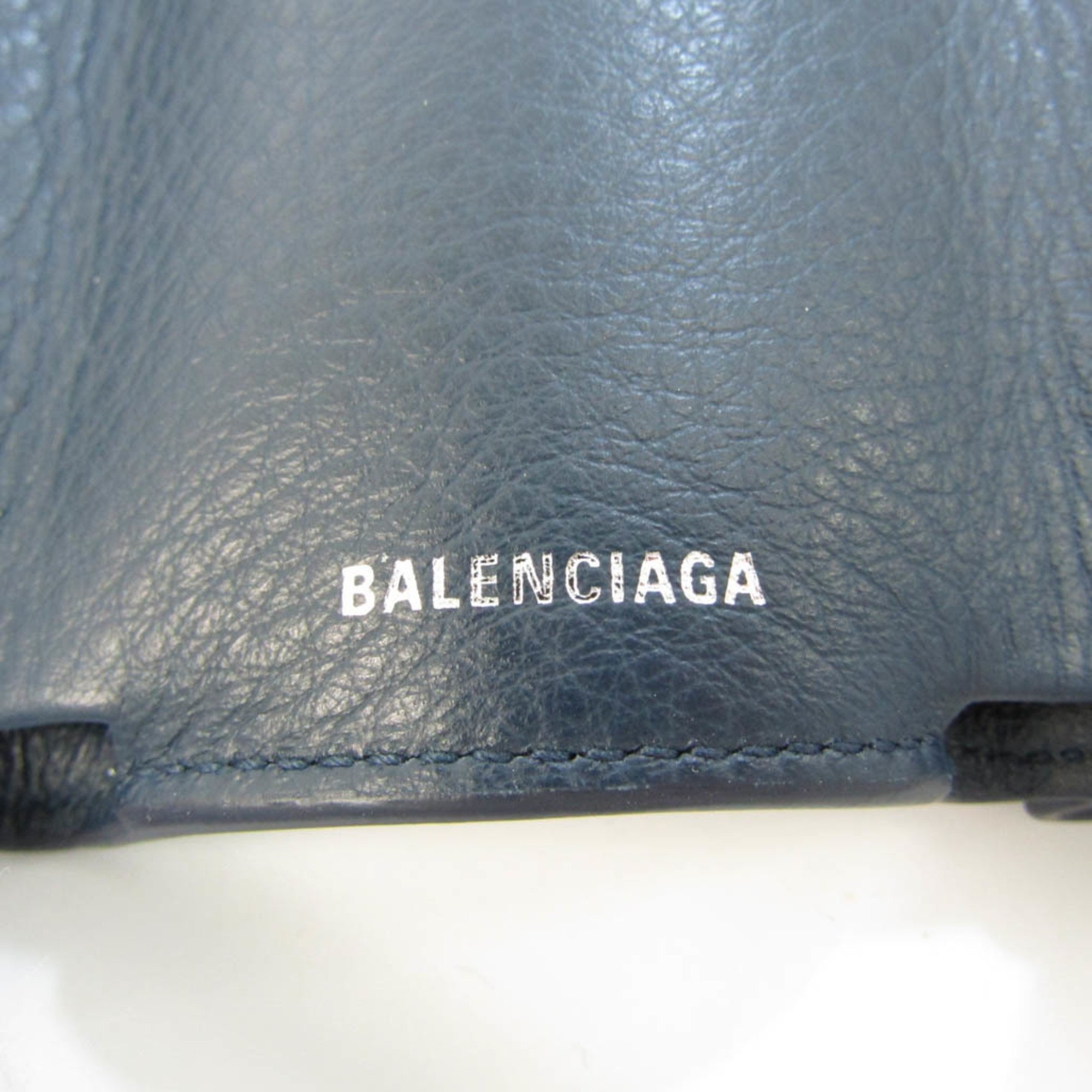 バレンシアガ(Balenciaga) ペーパー ミニウォレット 391446 レディース レザー 財布（三つ折り） ネイビー