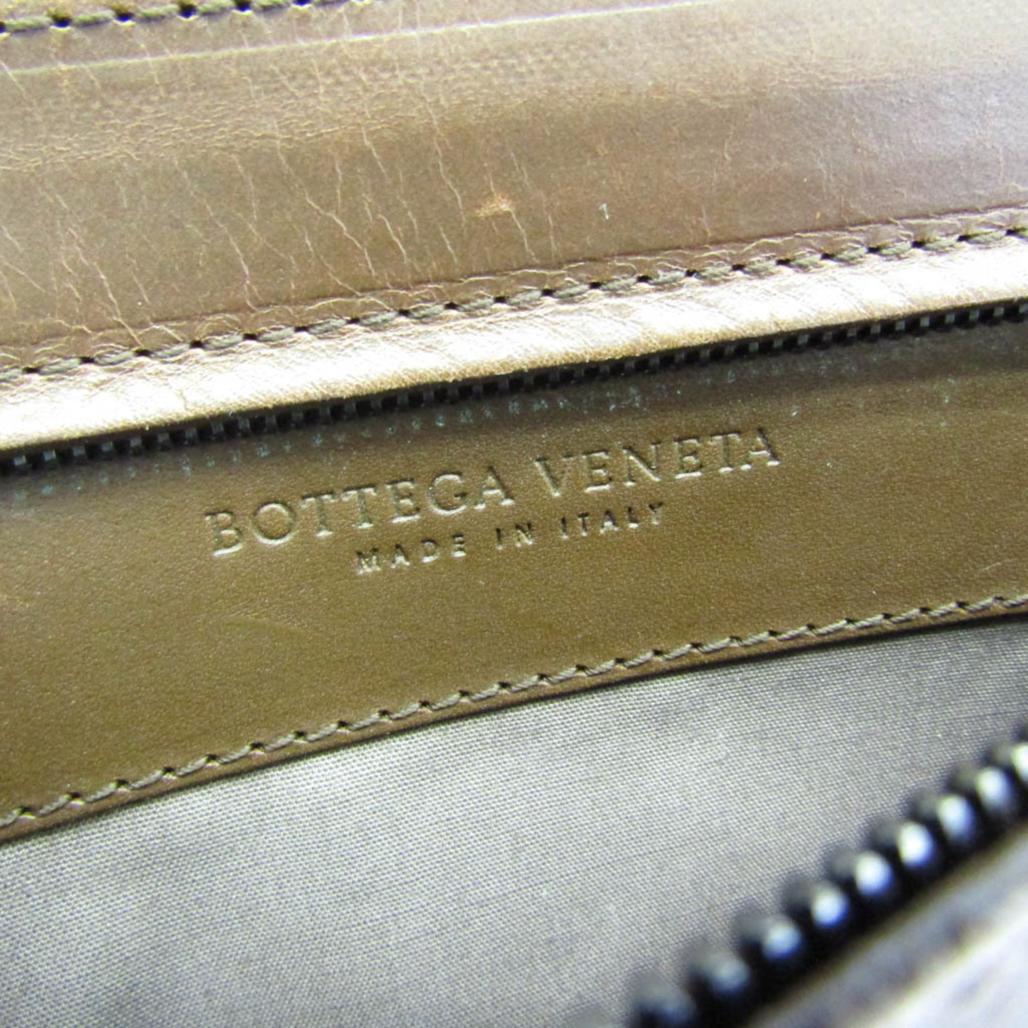 ボッテガ・ヴェネタ(Bottega Veneta) イントレチャート メンズ レザー クラッチバッグ ブラウン