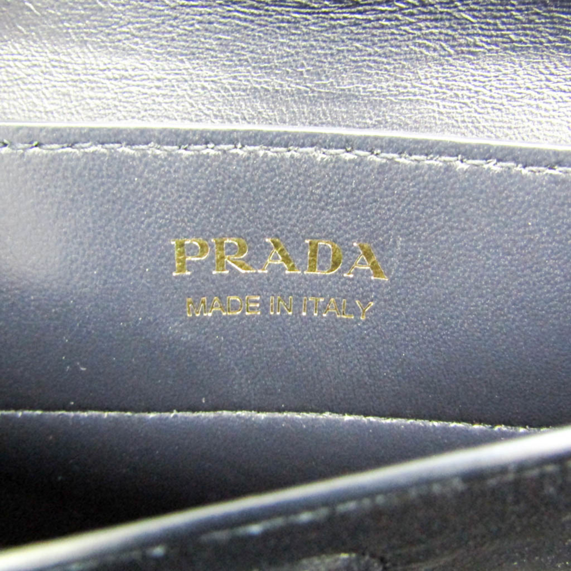 プラダ(Prada) ドゥーブレ ミディアム 1BG775 レディース レザー ショルダーバッグ,トートバッグ グリーン,ネイビー