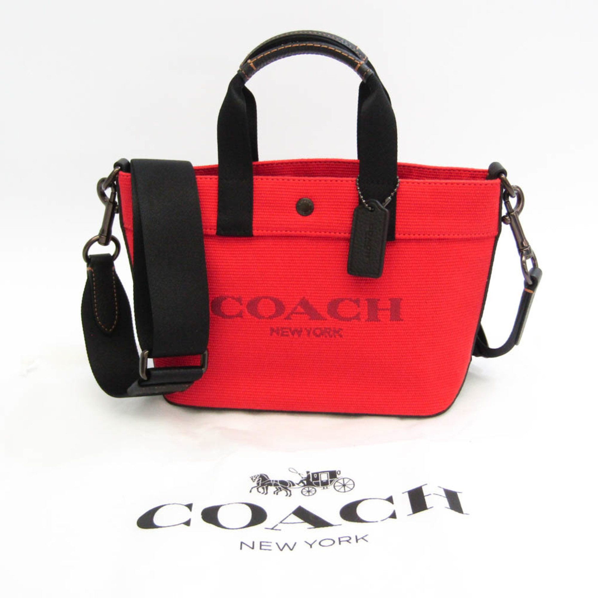 コーチ(Coach) C9879 レディース レザー,キャンバス ハンドバッグ,ショルダーバッグ ブラック,レッド