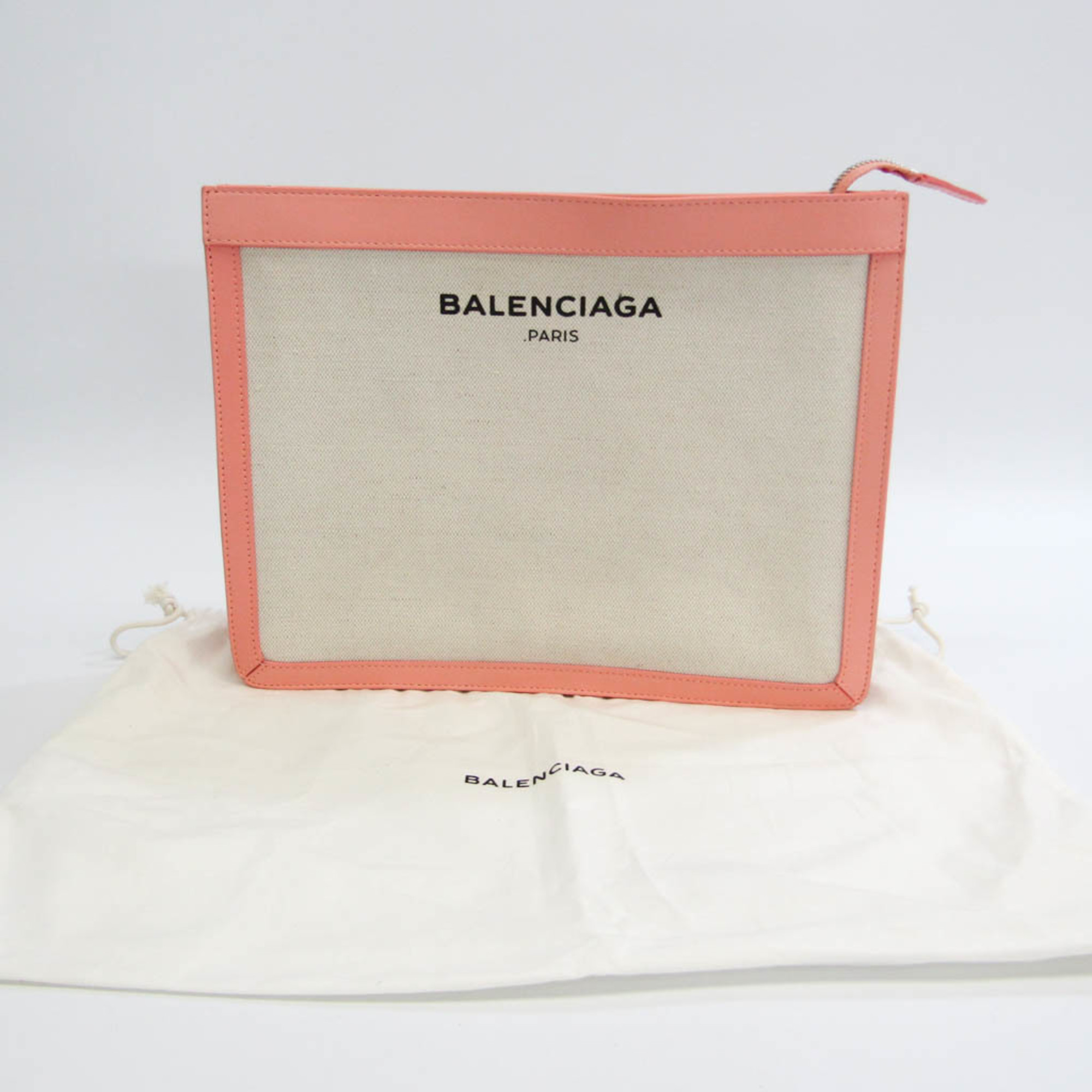 バレンシアガ(Balenciaga) クラシック 410119 レディース キャンバス,レザー クラッチバッグ アイボリー,サーモンピンク