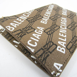 バレンシアガ(Balenciaga) ロゴプリント 640535 レザー カードケース ベージュブラウン,ブラック,ホワイト
