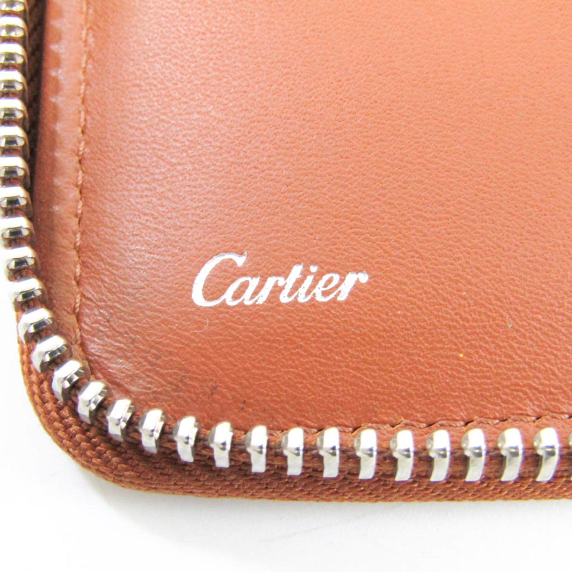 カルティエ(Cartier) トラベルウォレット メンズ,レディース レザー 長財布（二つ折り） ブラウン