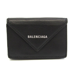 バレンシアガ(Balenciaga) ペーパー ミニ 391446 レディース,メンズ レザー 財布（三つ折り） ブラック