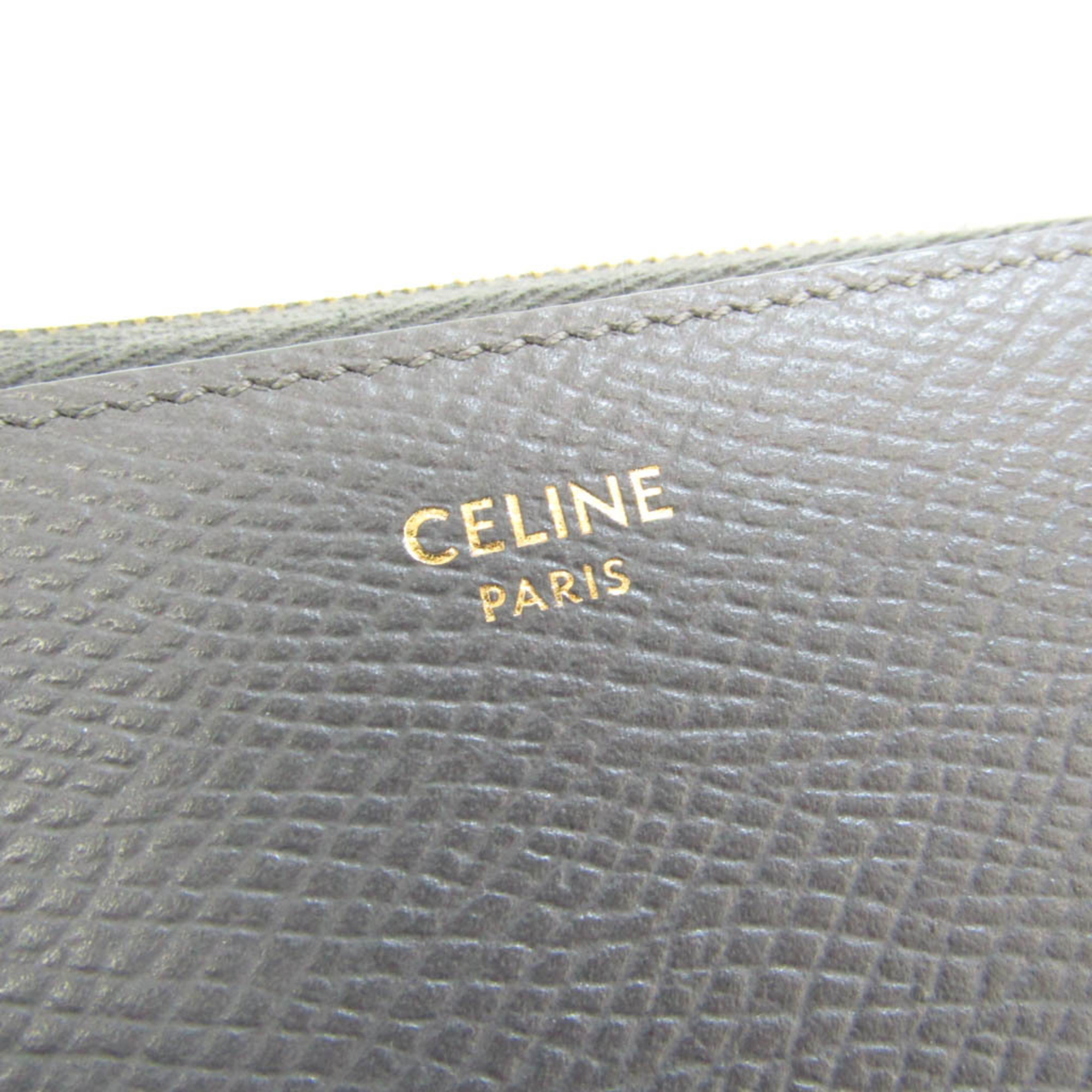 セリーヌ(Celine) ラージ ジップドウォレット 10B553 メンズ,レディース  カーフスキン 長財布（二つ折り） グレー