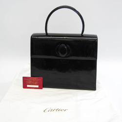 カルティエ(Cartier) ハッピーバースデー レディース パテントレザー ハンドバッグ ブラック
