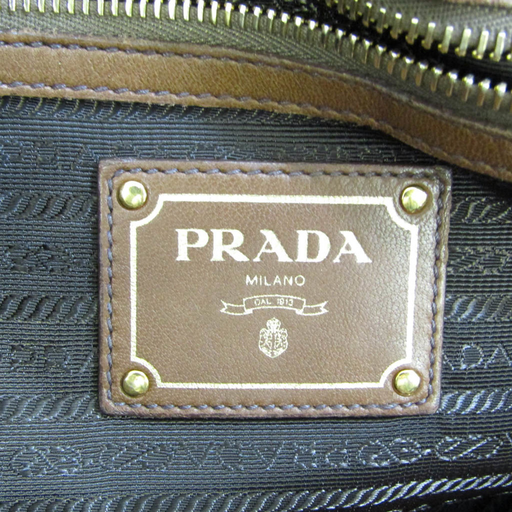 プラダ(Prada) サイドリボン レディース レザー ショルダーバッグ,トートバッグ ライトブラウン