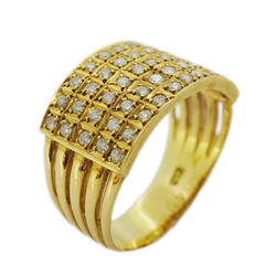 ダイヤモンド 0.45ct メレダイヤ パヴェ デザイン 四角 K18YG イエローゴールド リング 指輪