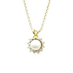 ティファニー(Tiffany) K18イエローゴールド(K18YG) ダイヤモンド,真珠 メンズ,レディース ファッション ペンダントネックレス (ゴールド) パール ダイヤモンド ネックレス