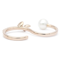 田崎真珠 (TASAKI) クーゲルリング ダイヤモンド 真珠 K18 ピンクゴールド ダブルフィンガーリング 指輪 (外装仕上げ済み)【中古】