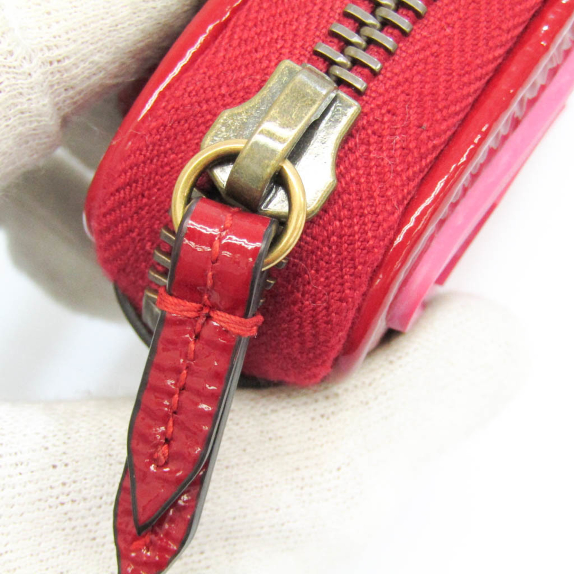グッチ(Gucci) Patent Rubber Game Patch Logo Wrist Bag 524318 レディース パテントレザー ポーチ ピンク,レッド
