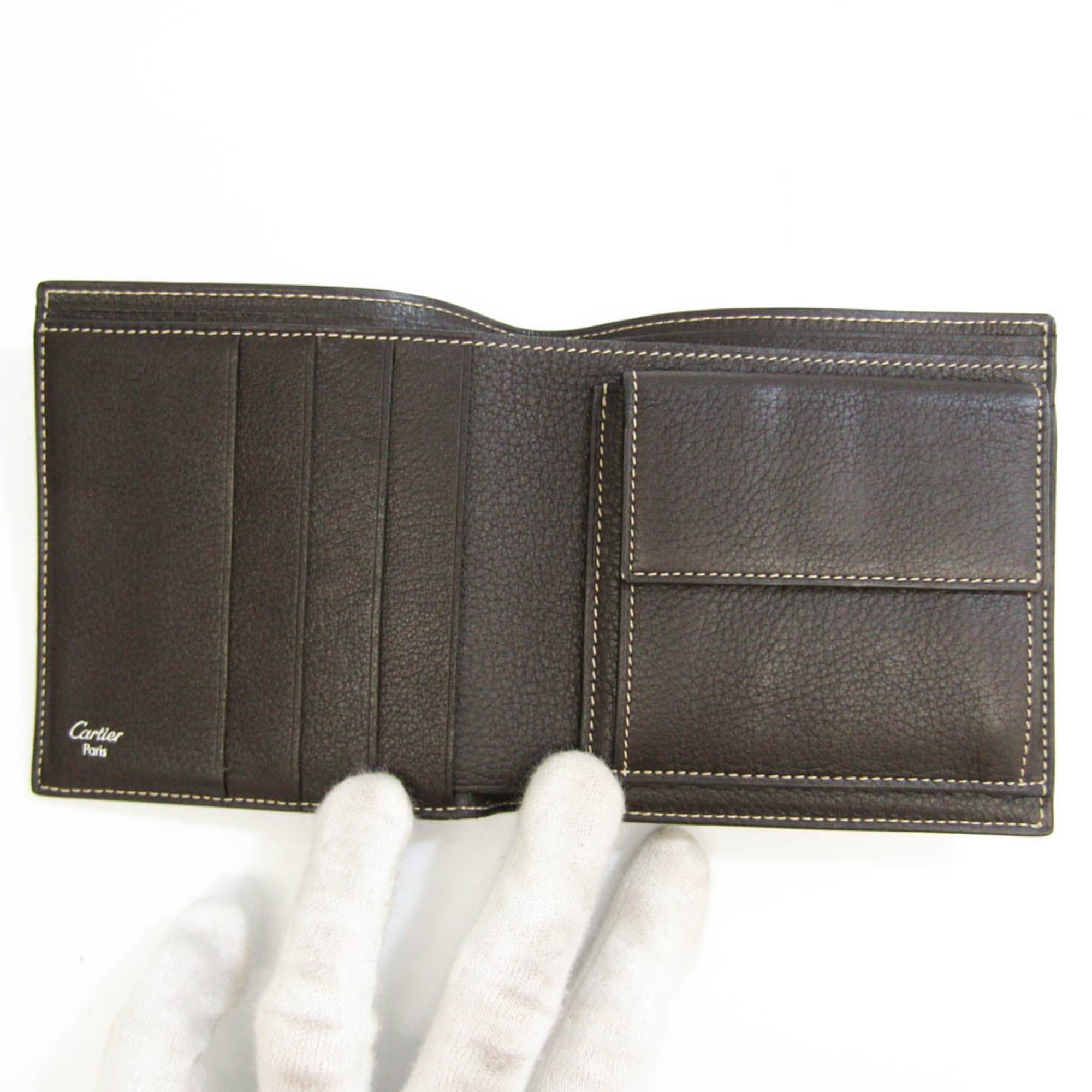 カルティエ(Cartier) メンズ レザー 財布（二つ折り） ダークブラウン
