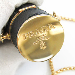 プラダ(Prada) レザー メタル リップスティックケース ブラック,ゴールド