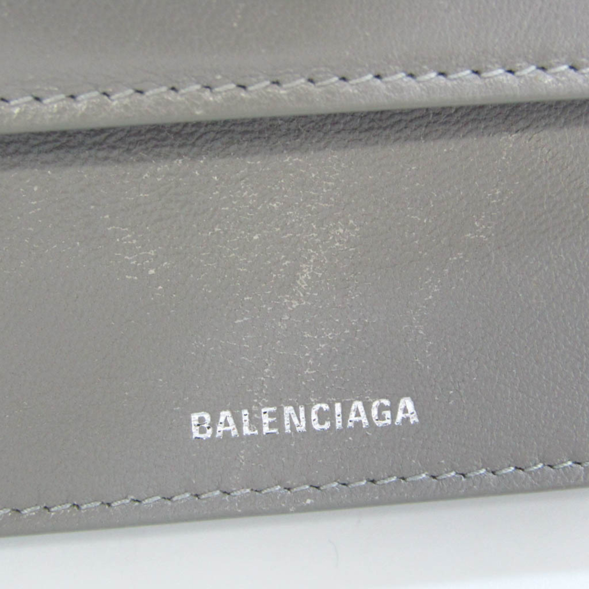 バレンシアガ(Balenciaga) ペーパー 637450 レディース,メンズ  型押しレザー 財布（三つ折り） グレー