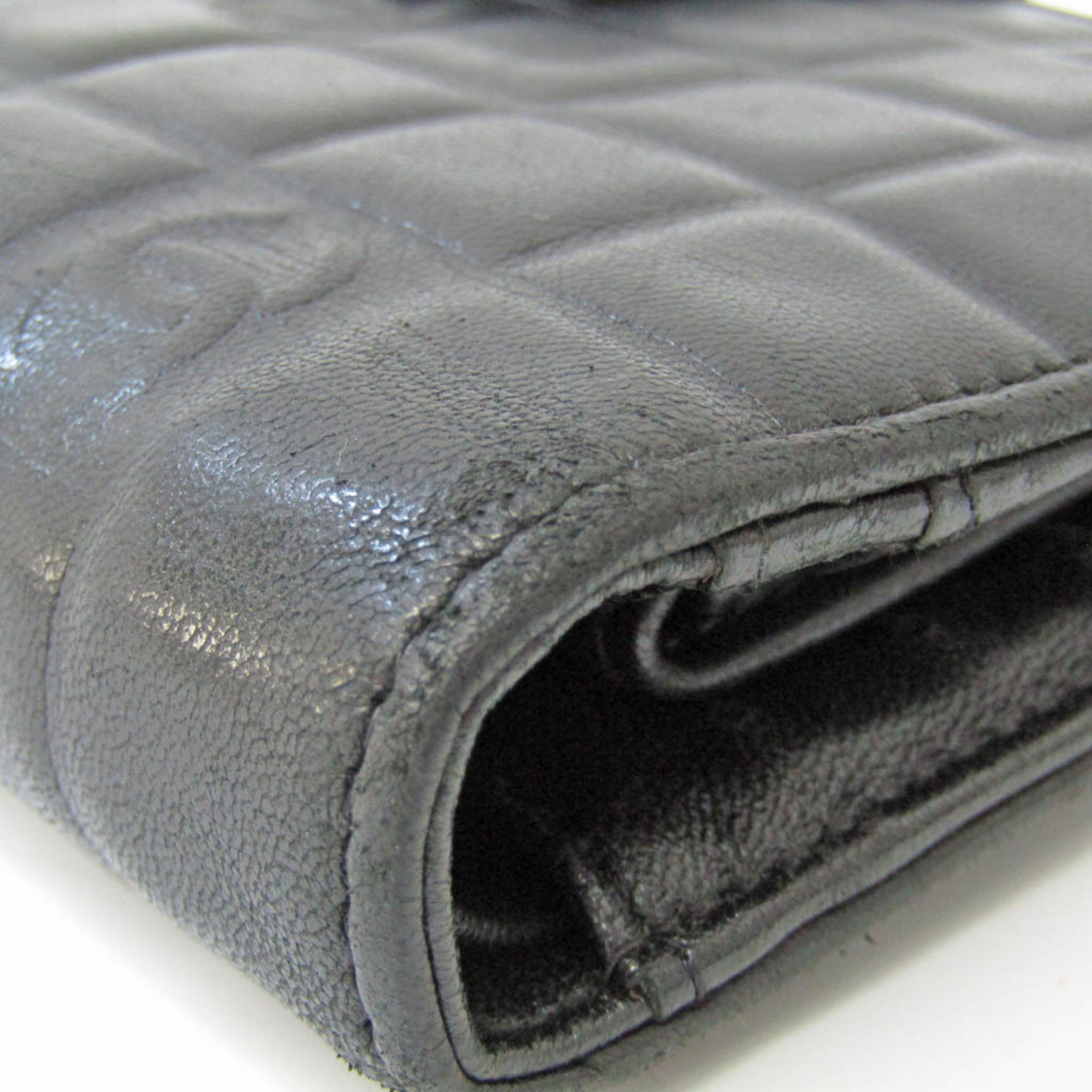 シャネル(Chanel) チョコバー レディース レザー 中財布（二つ折り） ブラック