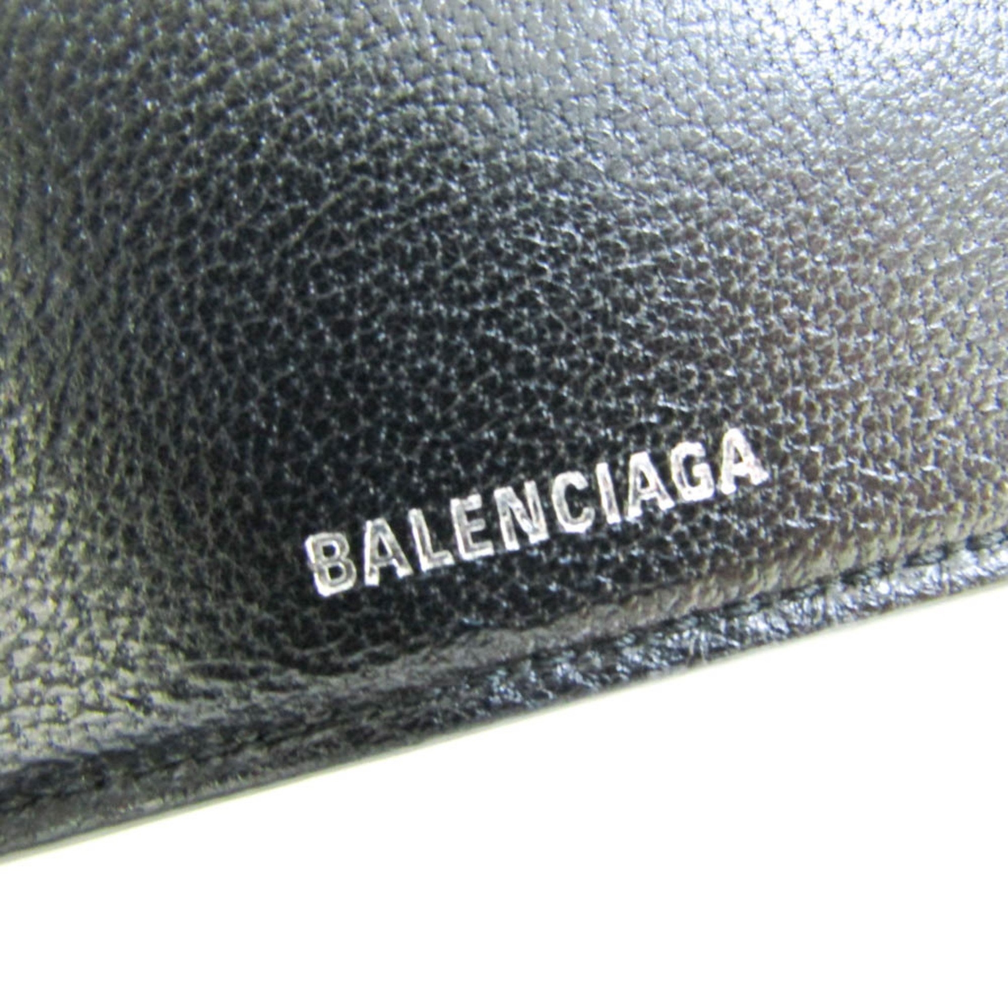 バレンシアガ(Balenciaga) CASH MIN 593813 メンズ,レディース レザー 財布（三つ折り） ブラック