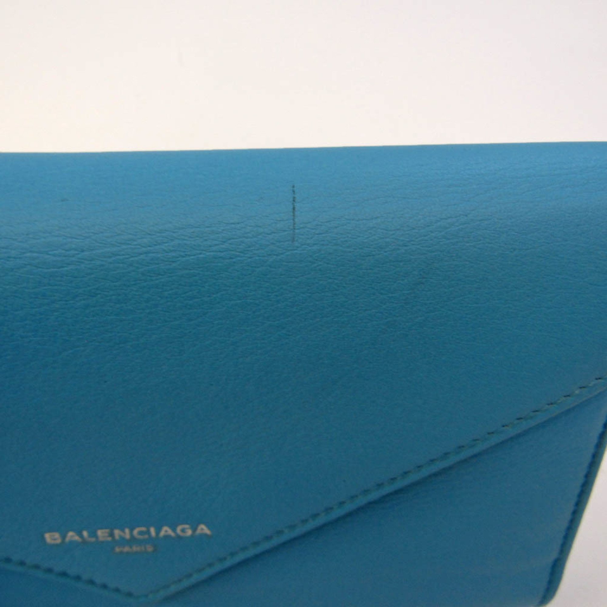 バレンシアガ(Balenciaga) ペーパー マニー 371661 レディース レザー 長財布（二つ折り） ブルー