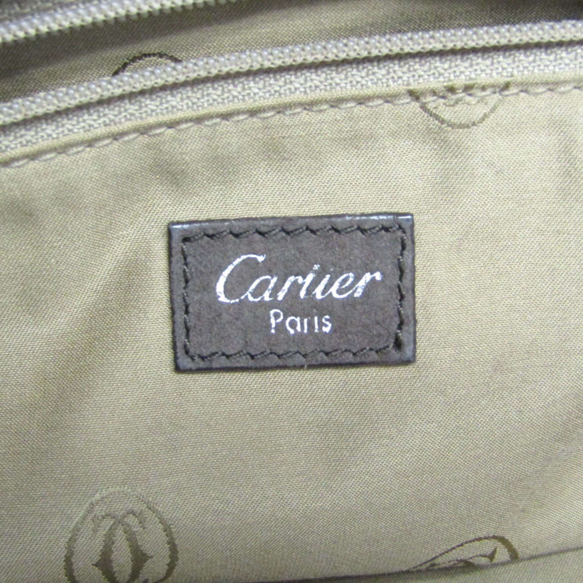 カルティエ(Cartier) マルチェロ ウォータースネイク レディース レザー,レザー ハンドバッグ,ショルダーバッグ ダークブラウン