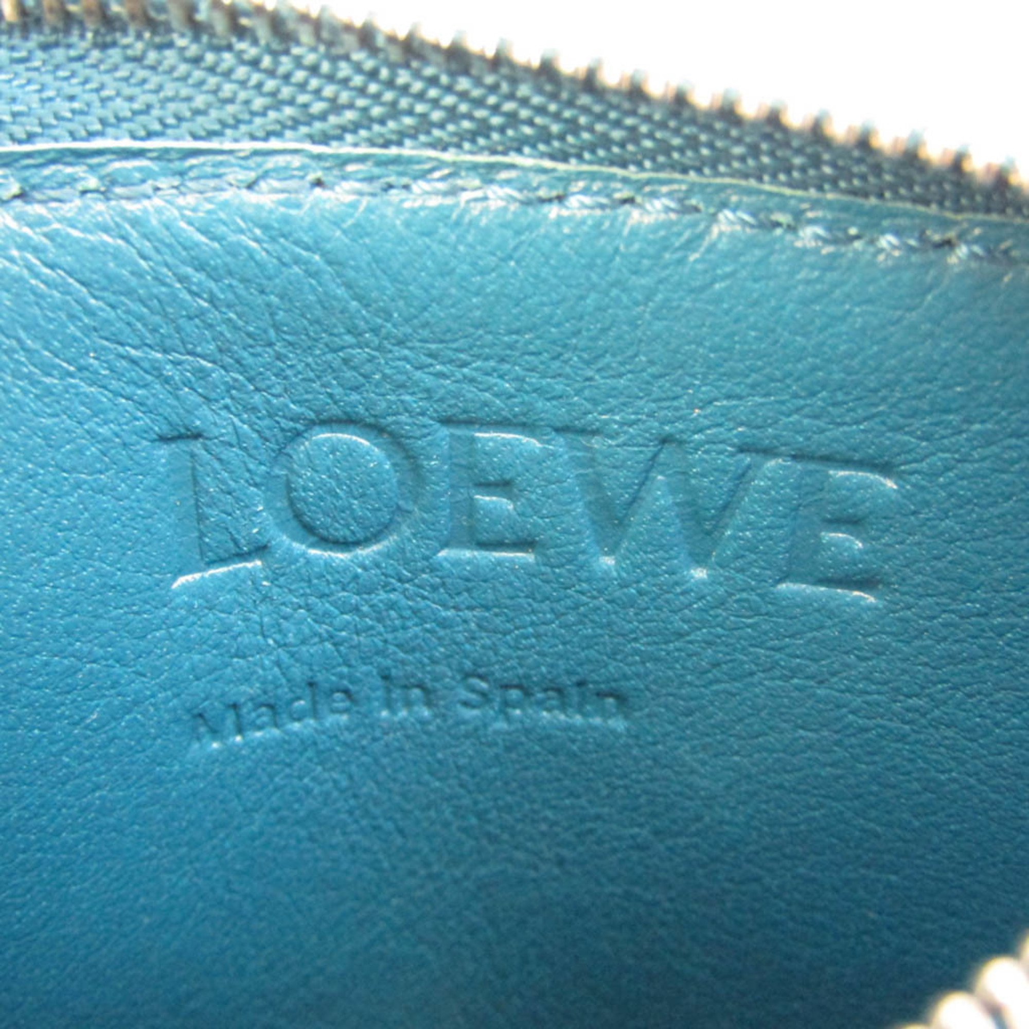 ロエベ(Loewe) アナグラム スクエア ジップ カードコインホルダー C821R80X01 レザー カードケース ターコイズ