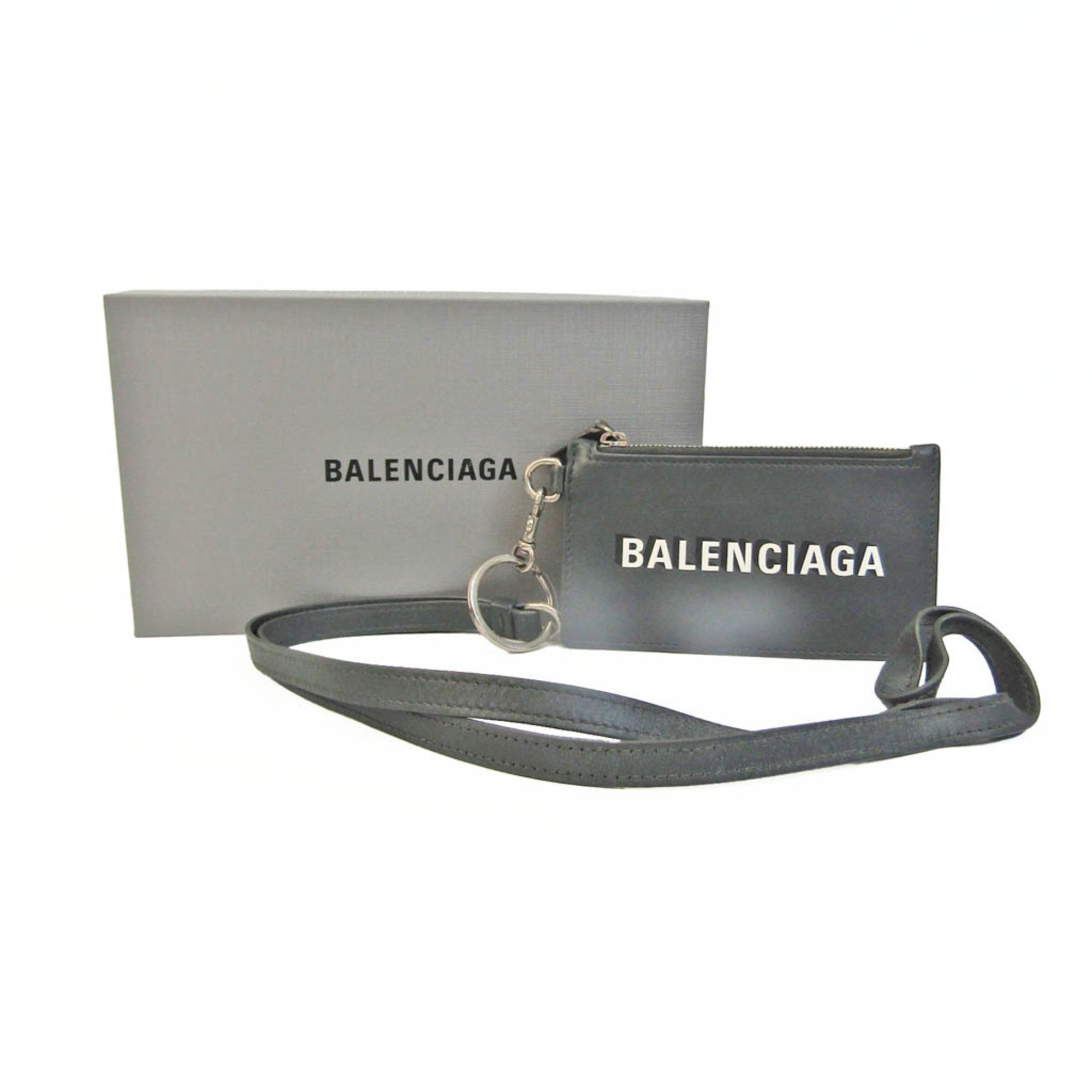 バレンシアガ(Balenciaga) フラグメントケース 594548 レディース,メンズ レザー 小銭入れ・コインケース ダークグレー
