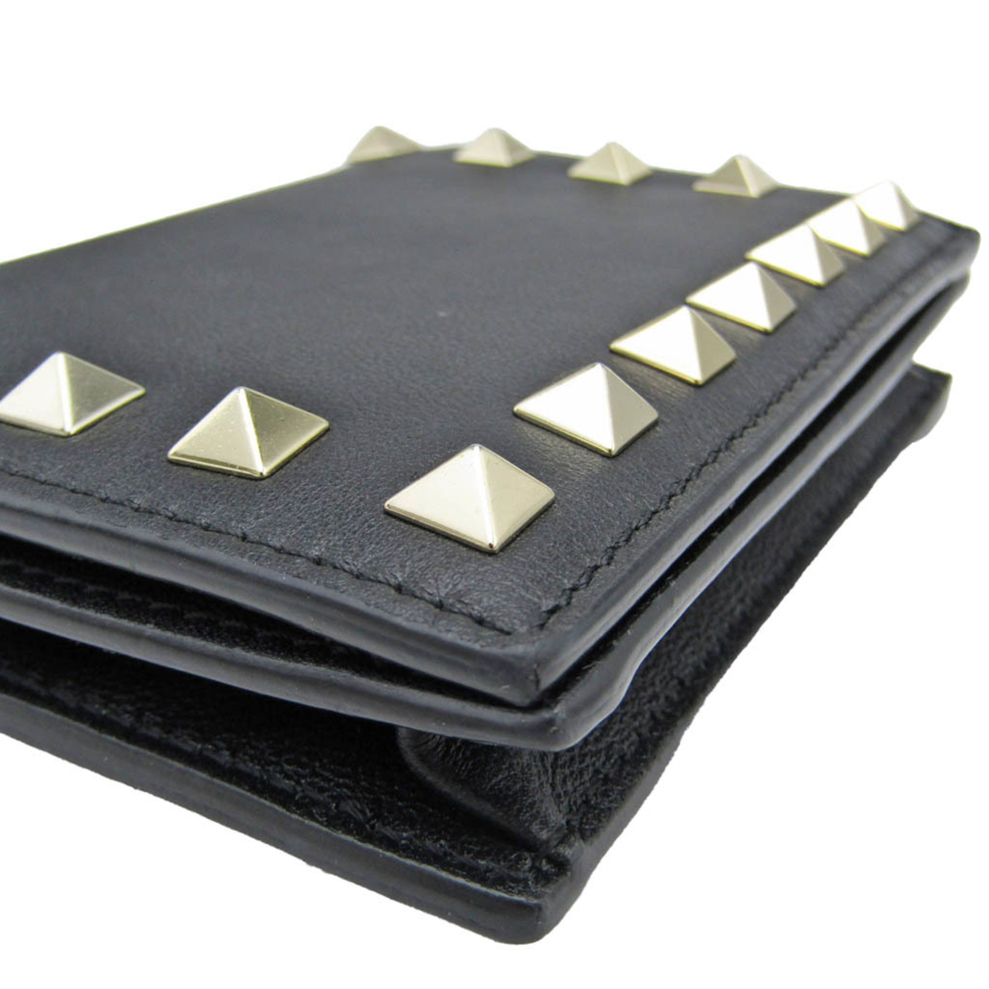 □□VALENTINO バレンチノ ガラヴァーニ カーフスキン スタッズ 財布（二つ折り） ZW2P0P39BOL ブラック