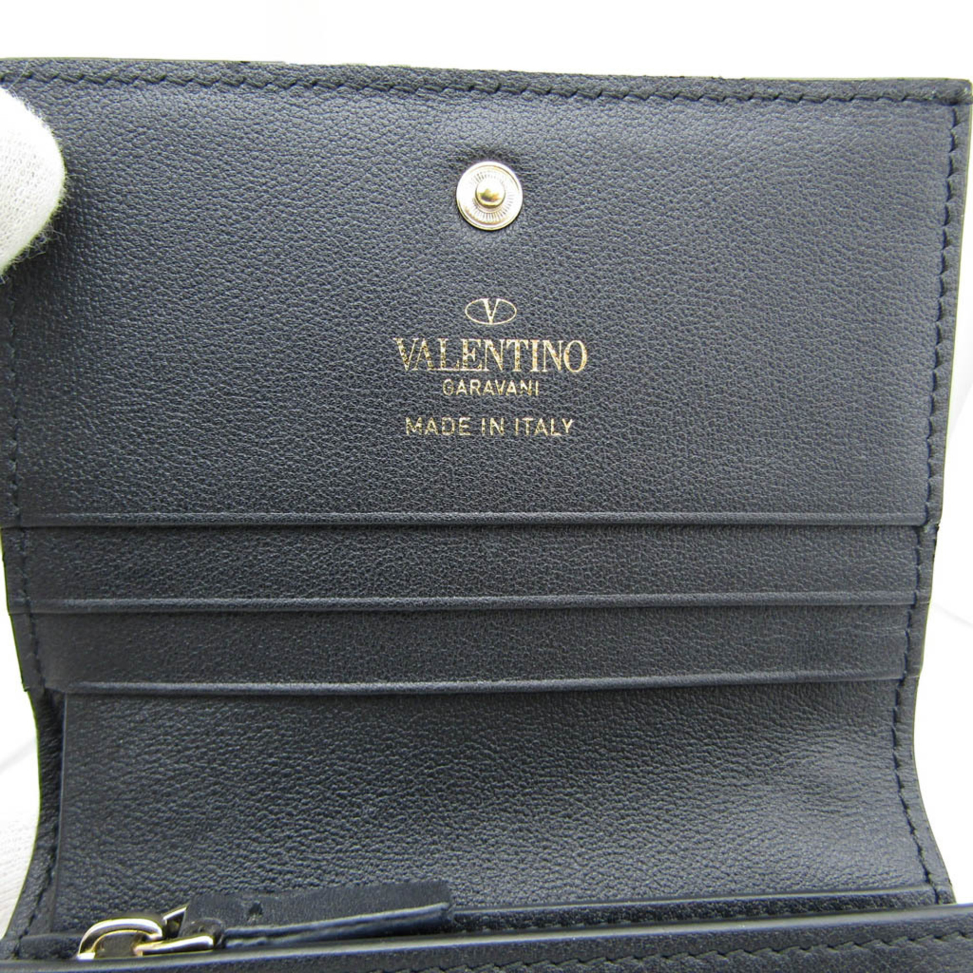 ヴァレンティノ・ガラヴァーニ(Valentino Garavani) ZW2P0P39BOL レディース  カーフスキン スタッズ 財布（二つ折り） ブラック