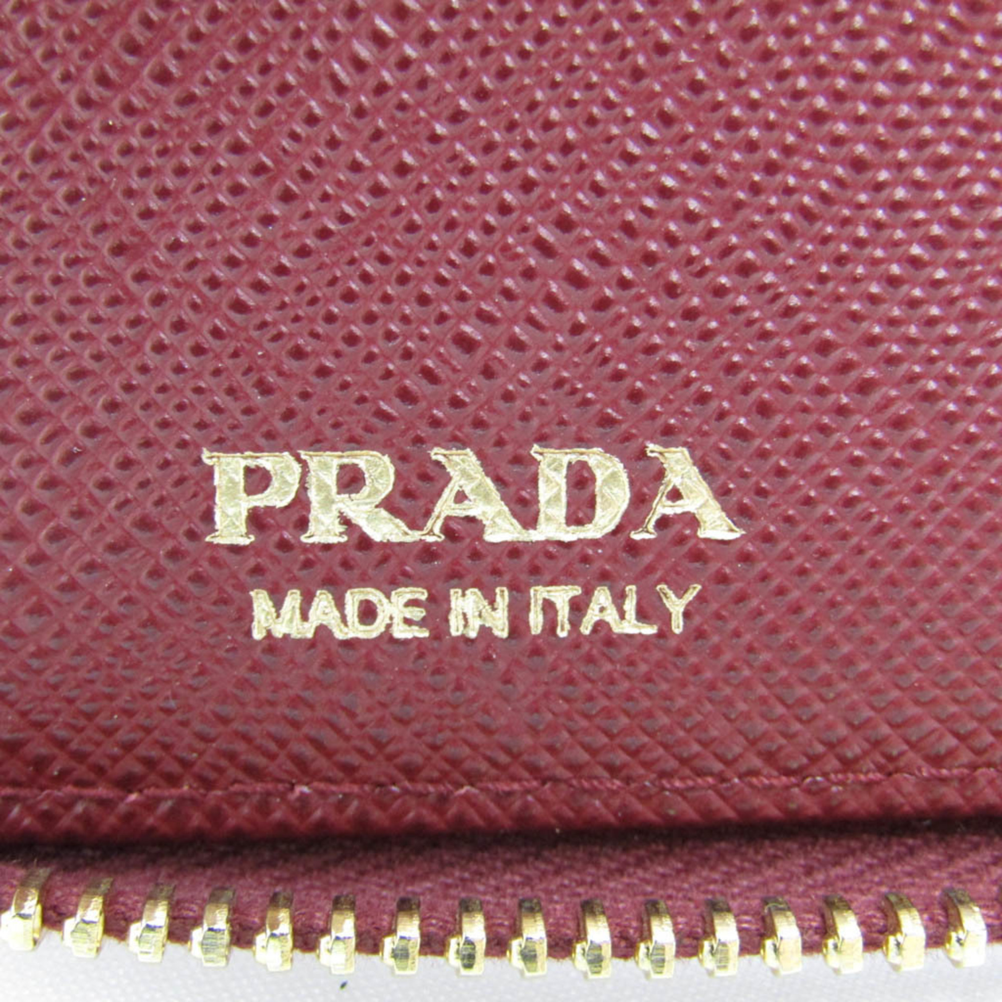 プラダ(Prada) サフィアーノ レディース レザー 中財布（二つ折り） ボルドー