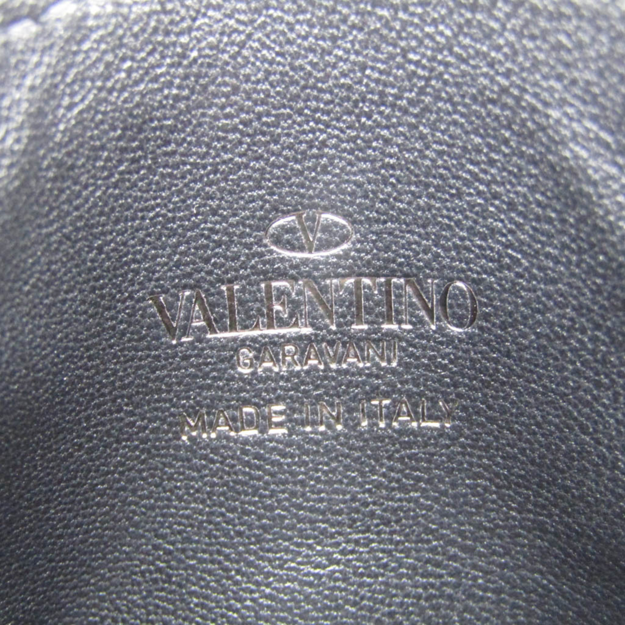 ヴァレンティノ・ガラヴァーニ(Valentino Garavani) VLTNロゴ レザー カードケース ブラック,シルバー