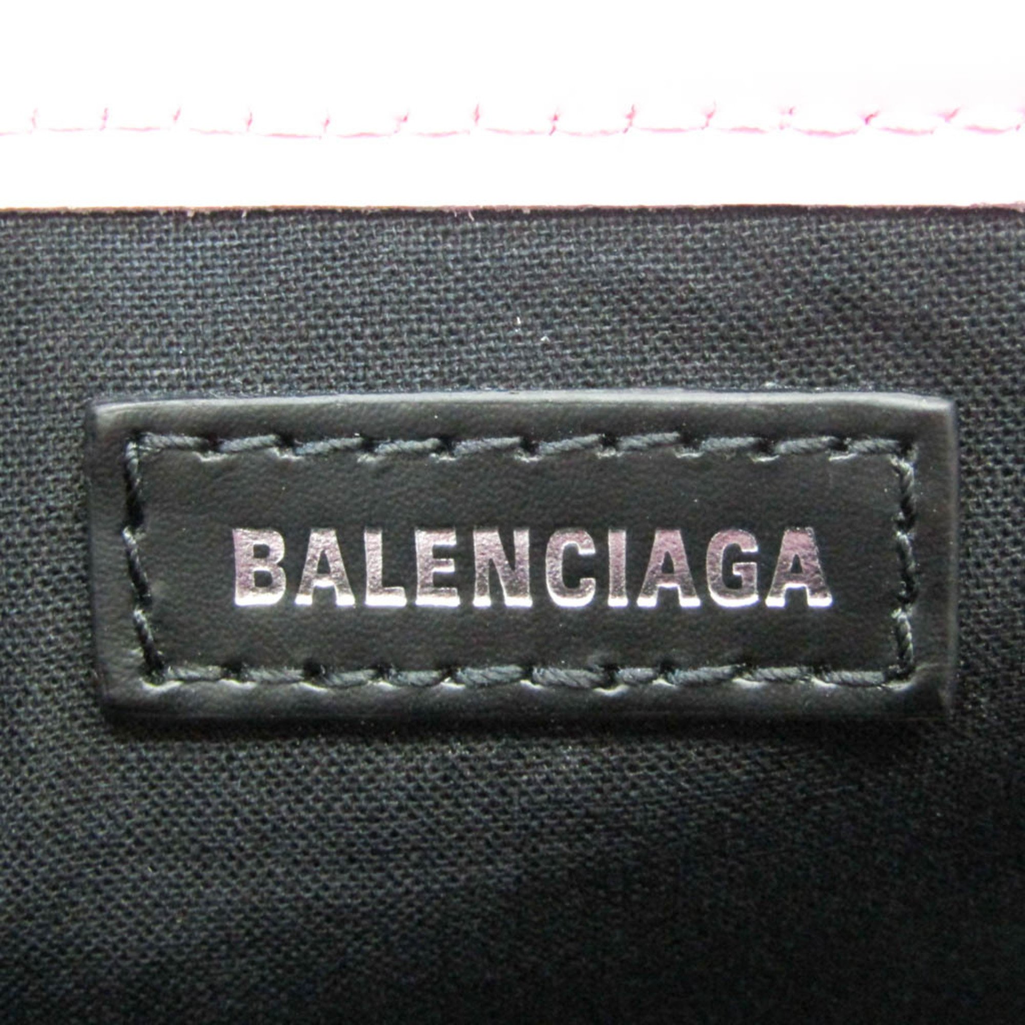バレンシアガ(Balenciaga) ネイビーカバスS 339933 レディース キャンバス,レザー ハンドバッグ ライトピンク,オフホワイト