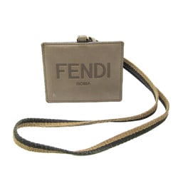 フェンディ(Fendi) ストラップ付型押しロゴ ネームカードホルダー 8M0452 レザー カードケース グレージュ