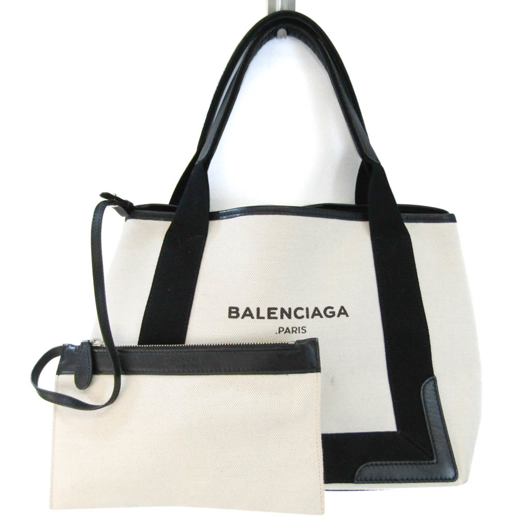 バレンシアガ(Balenciaga) ネイビーカバスS 339933 レディース キャンバス,レザー ハンドバッグ ブラック,オフホワイト |  eLADY Globazone