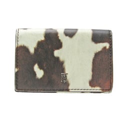 バーバリー(Burberry) コンチネンタル カウプリント レディース レザー 財布（三つ折り） ダークブラウン,ホワイト