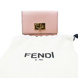 フェンディ(Fendi) PEEKABOO 8M0426 レディース レザー 財布（三つ折り） ゴールド,ライトピンク