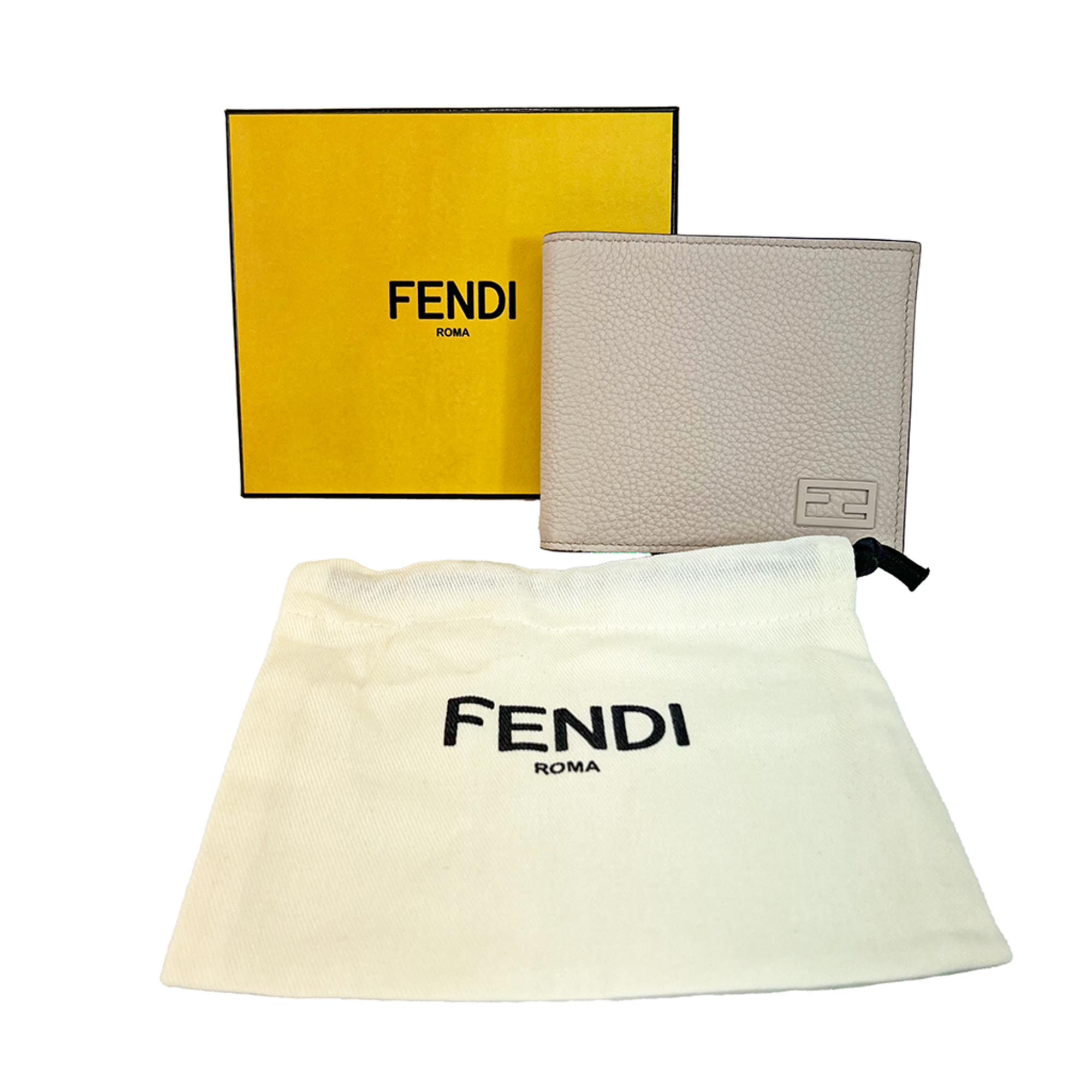 フェンディ(Fendi) 7M0169 レディース,メンズ レザー 札入れ（二つ折り） ライトブルーグレー,ライトグレー