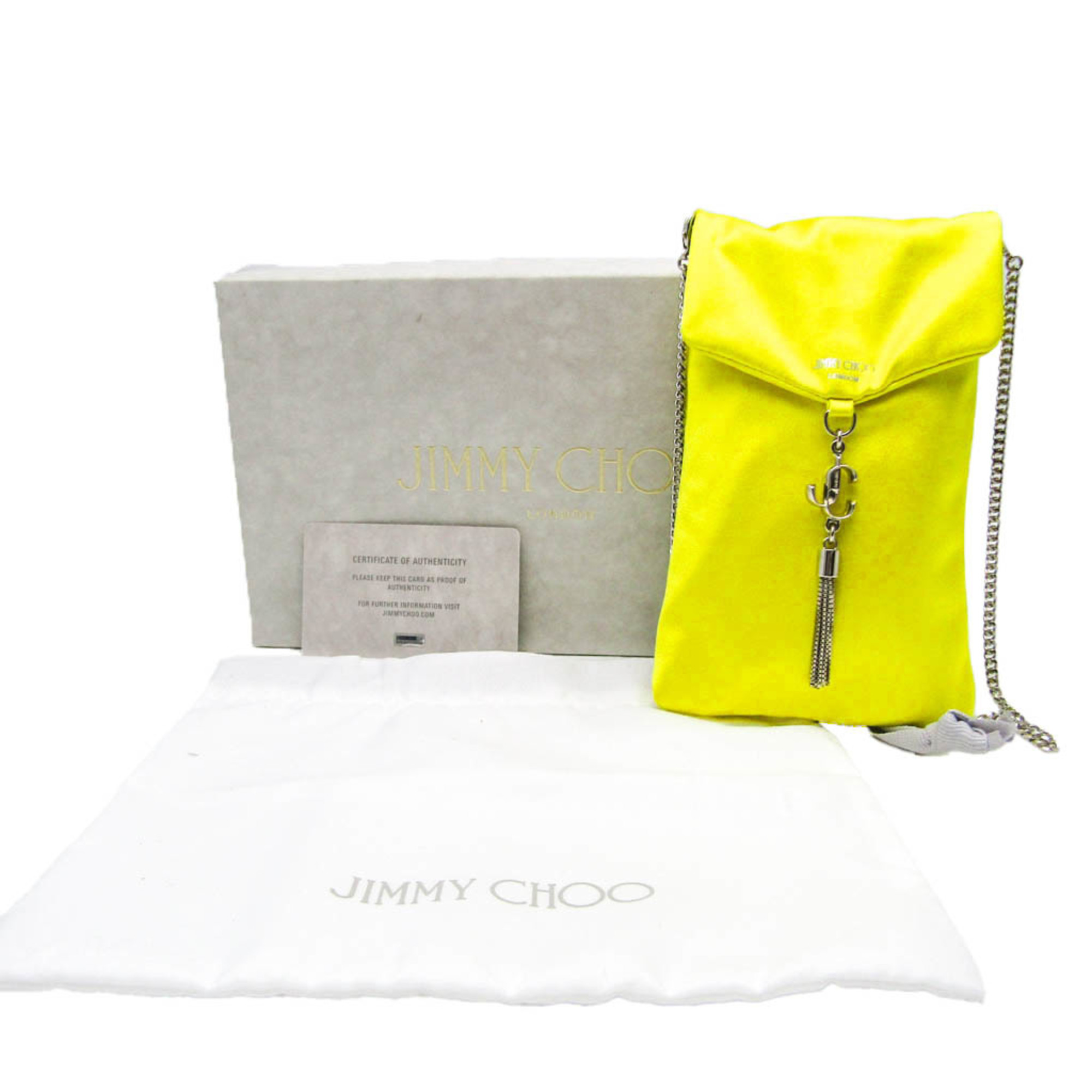 ジミーチュウ(Jimmy Choo) VARENNE CLUTCH レディース サテン ポーチ,ショルダーバッグ イエロー