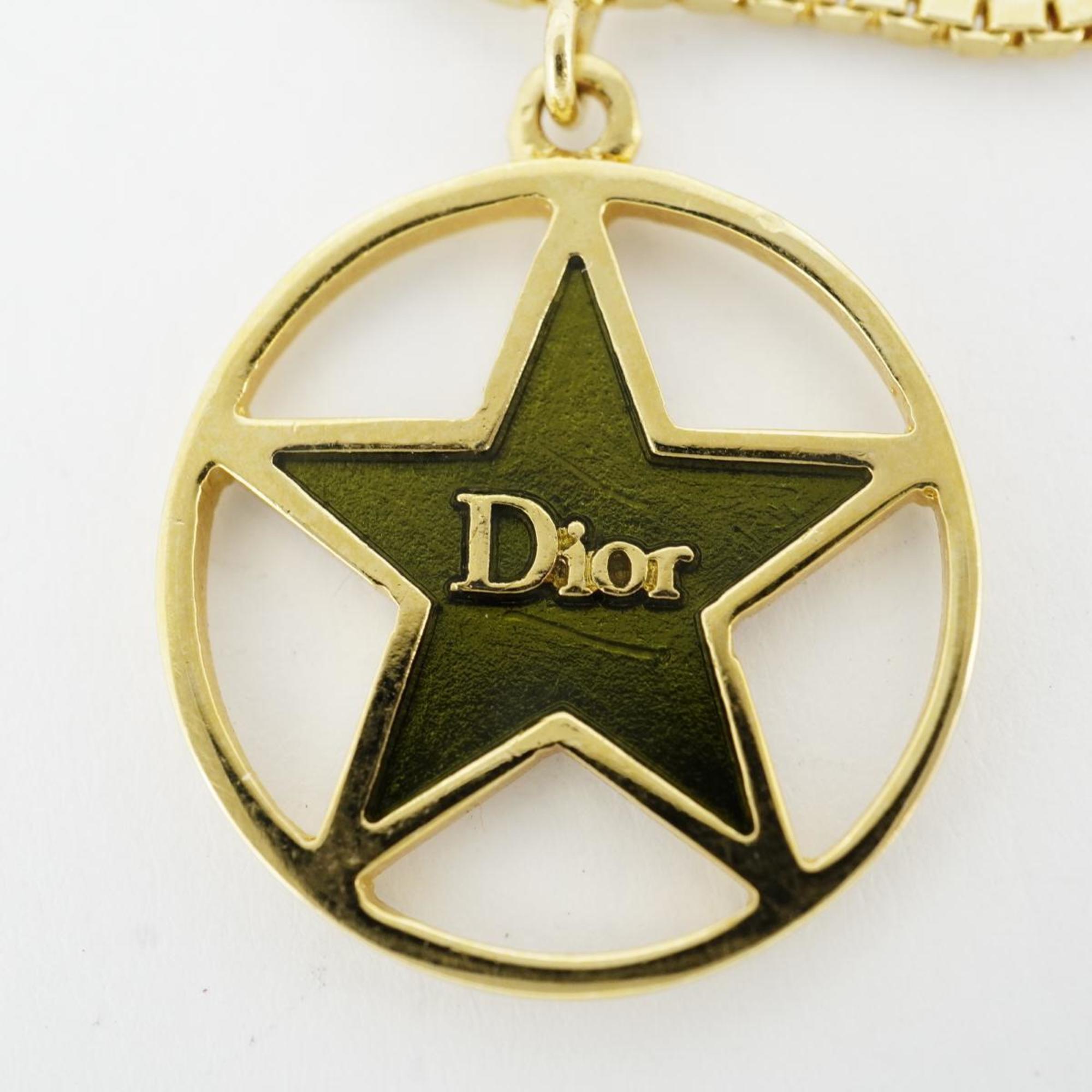 Erupur時計アクセサリー【極美品】Dior　ディオール　ネックレス　ゴールド　レッド　サークル　スター