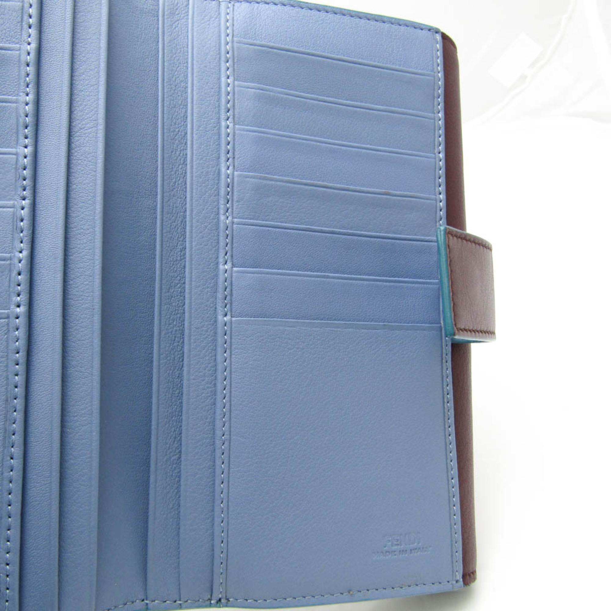 フェンディ(Fendi) ピーカブー 8M0308 メンズ,レディース レザー 長財布（二つ折り） ブルー,ボルドー